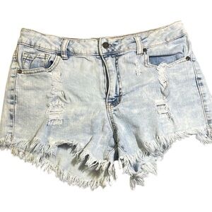 Altar'd State Light Wash Distressed Cutoff Denim Shorts Size 28